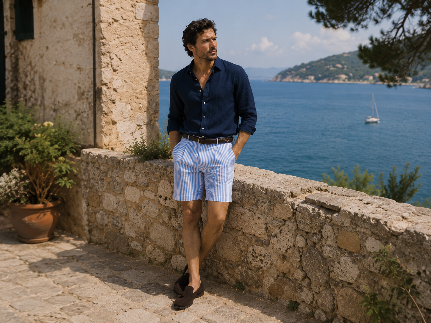 Riviera Stripe Shorts - blue/red