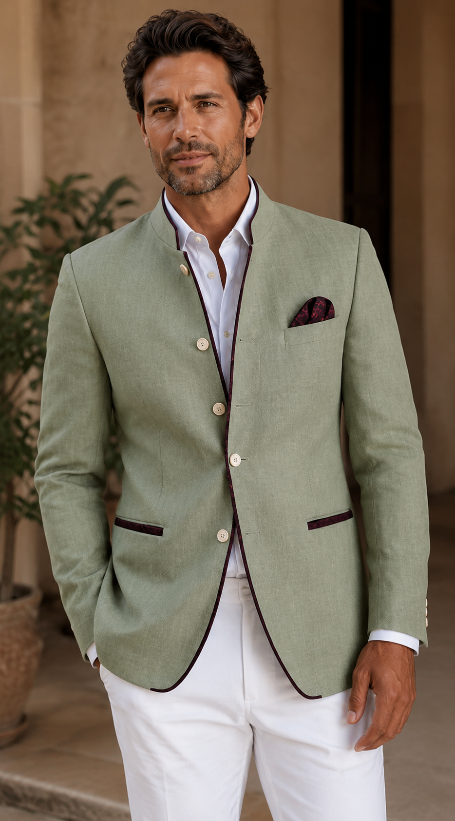 Portofino Linen Blazer in green
