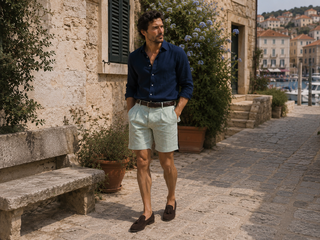 Riviera Stripe Shorts - blue/red