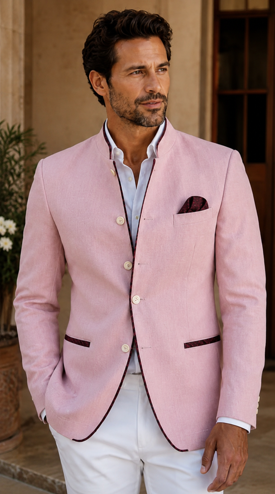Portofino Linen Blazer in pink