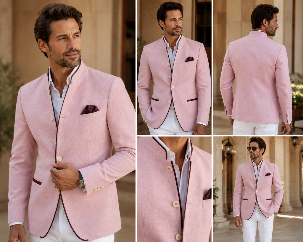 Portofino Linen Blazer in pink