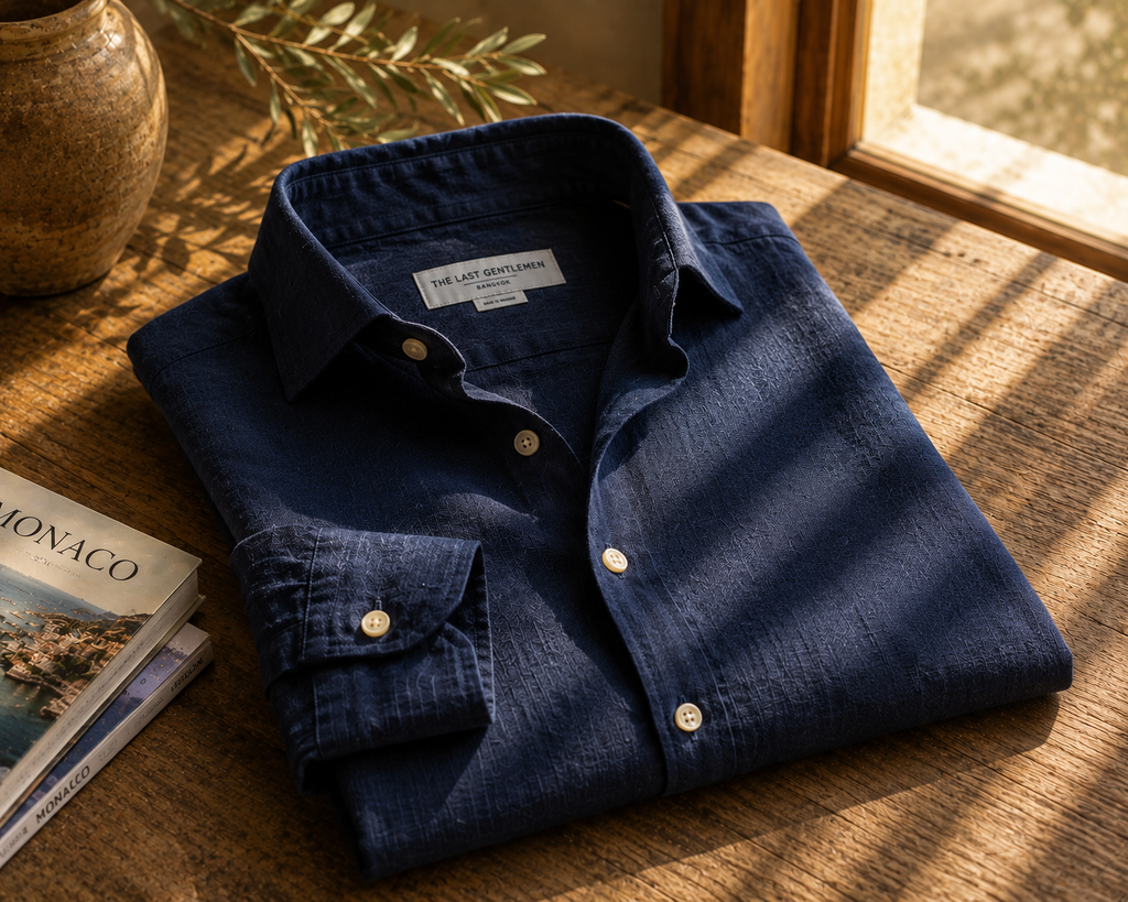 Monaco Navy Linen Shirt