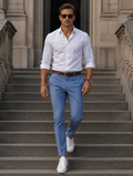 Steel Blue Tailored Trousers