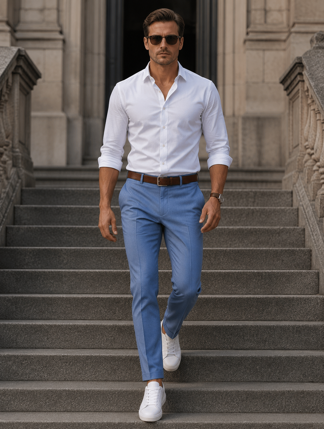 Steel Blue Tailored Trousers