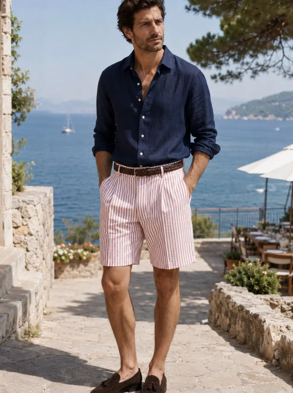 Riviera Stripe Shorts - red/white