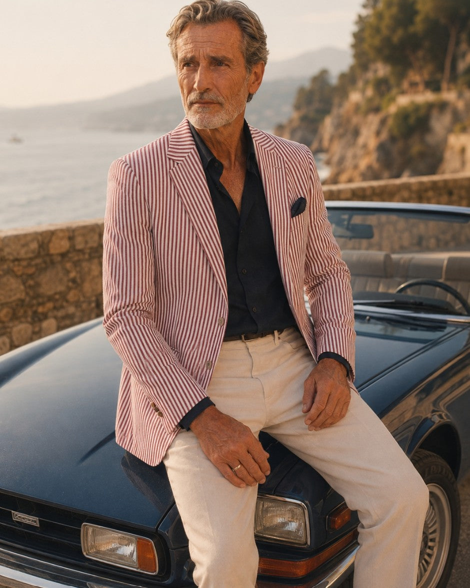 Riviera Blazer in red-white stripes
