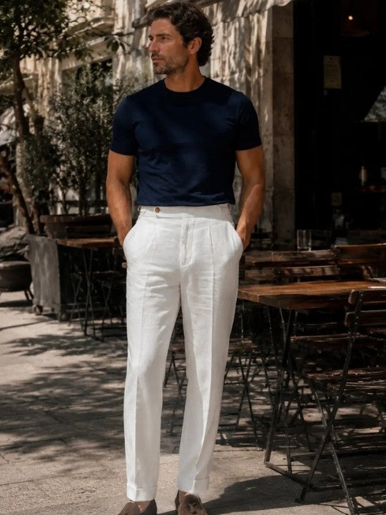 Linen Gurkha Trousers in white