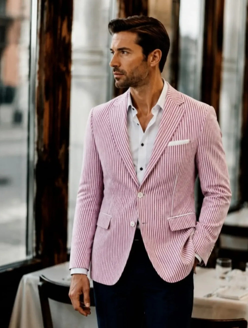 Riviera Blazer in red-white stripes